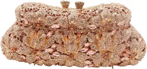 DJBM Vintage Women Floral Rhinestone Crystal Purse Rose Evening Clutch Diamond Evening Bags for Party Wedding Cocktail Prom