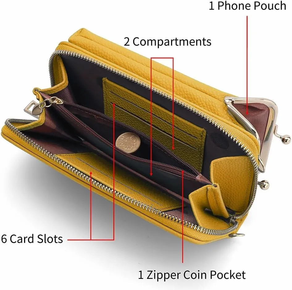 EASTNIGHTS Small Crossbody Phone Bag for Women Cell Phone Purse Wallet Kiss Lock Cute Shoulder Bag with Credit Card Slots