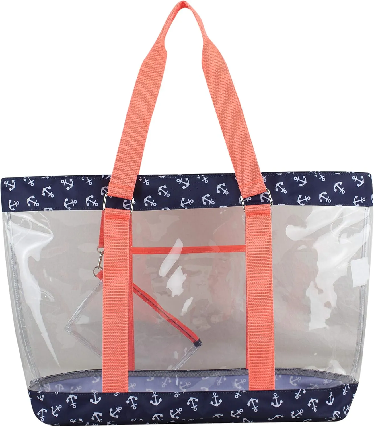 Eastsport Transparent Large Clear Tote Bag for Women Beach Bag Clear Purse Work Bag Shoulder Bag Work Tote with Zipper