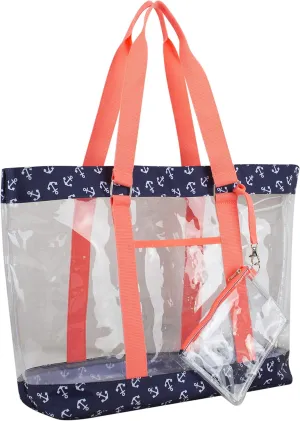 Eastsport Transparent Large Clear Tote Bag for Women Beach Bag Clear Purse Work Bag Shoulder Bag Work Tote with Zipper
