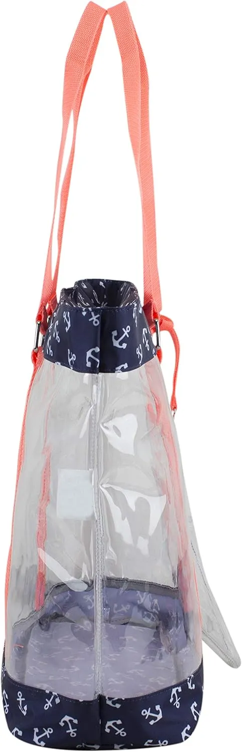 Eastsport Transparent Large Clear Tote Bag for Women Beach Bag Clear Purse Work Bag Shoulder Bag Work Tote with Zipper