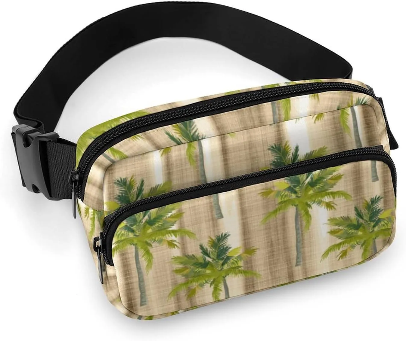 Fanny Pack for Women Men Watercolor Palm Line Belt Bag Summer Tree Waist Pack Bum Bag for Running Cycling Hiking Travel Workout with Adjustable Strap
