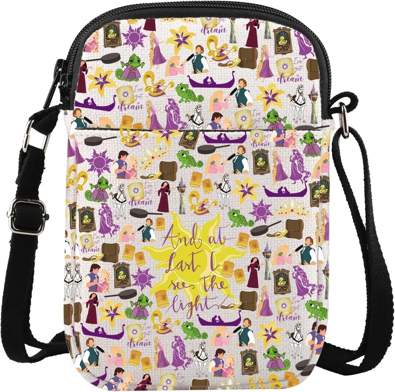 G2TUP Princess Long Hair Crossbody Bag At Last I See The Light Gifts Flynn Rider Gifts Princess Lanterns Messenger Bag