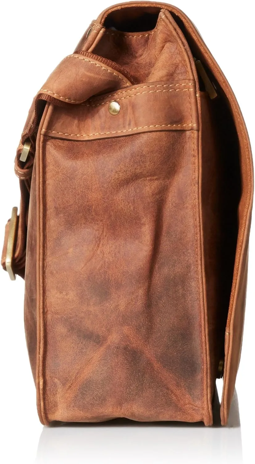 Harvard Distressed Leather Messenger Bag, Tan, One Size