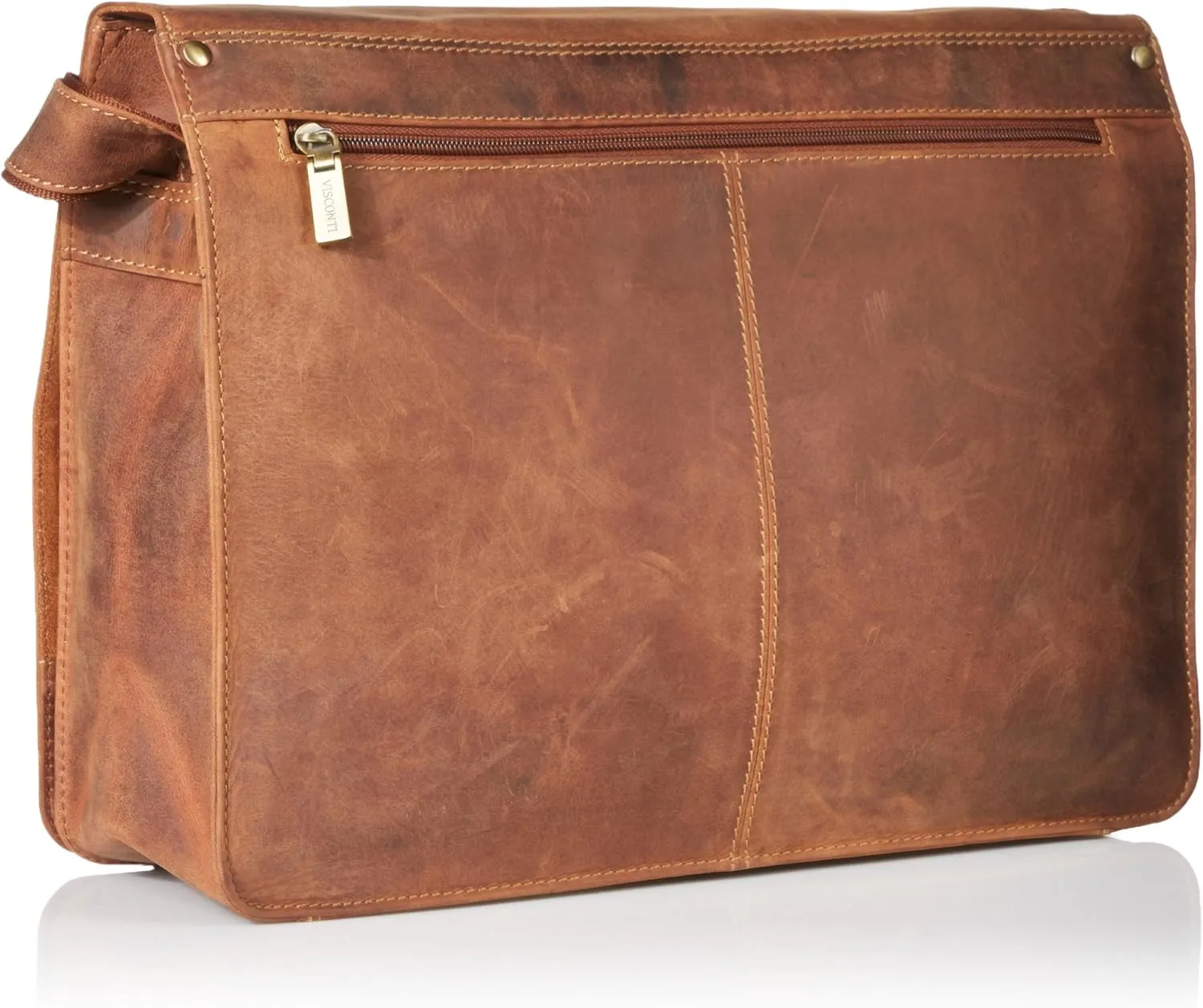 Harvard Distressed Leather Messenger Bag, Tan, One Size
