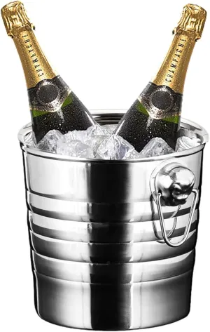 Ice Bucket - Stainless Steel Bucket with Handle, Lid and Ice Scooper, Storage Bin for Ice Cubes for Bars, Parties, Backyard Barbeques, Picnics, and Camping (3L)
