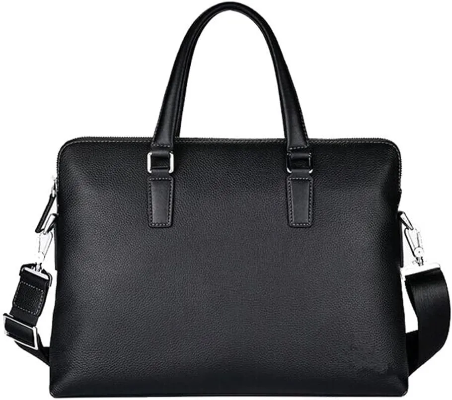 JIUFENG Men Genuine Leather Waterproof Briefcase Laptop Business Shoulder Messenger Bag for Work Office Travel