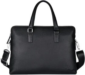 JIUFENG Men Genuine Leather Waterproof Briefcase Laptop Business Shoulder Messenger Bag for Work Office Travel