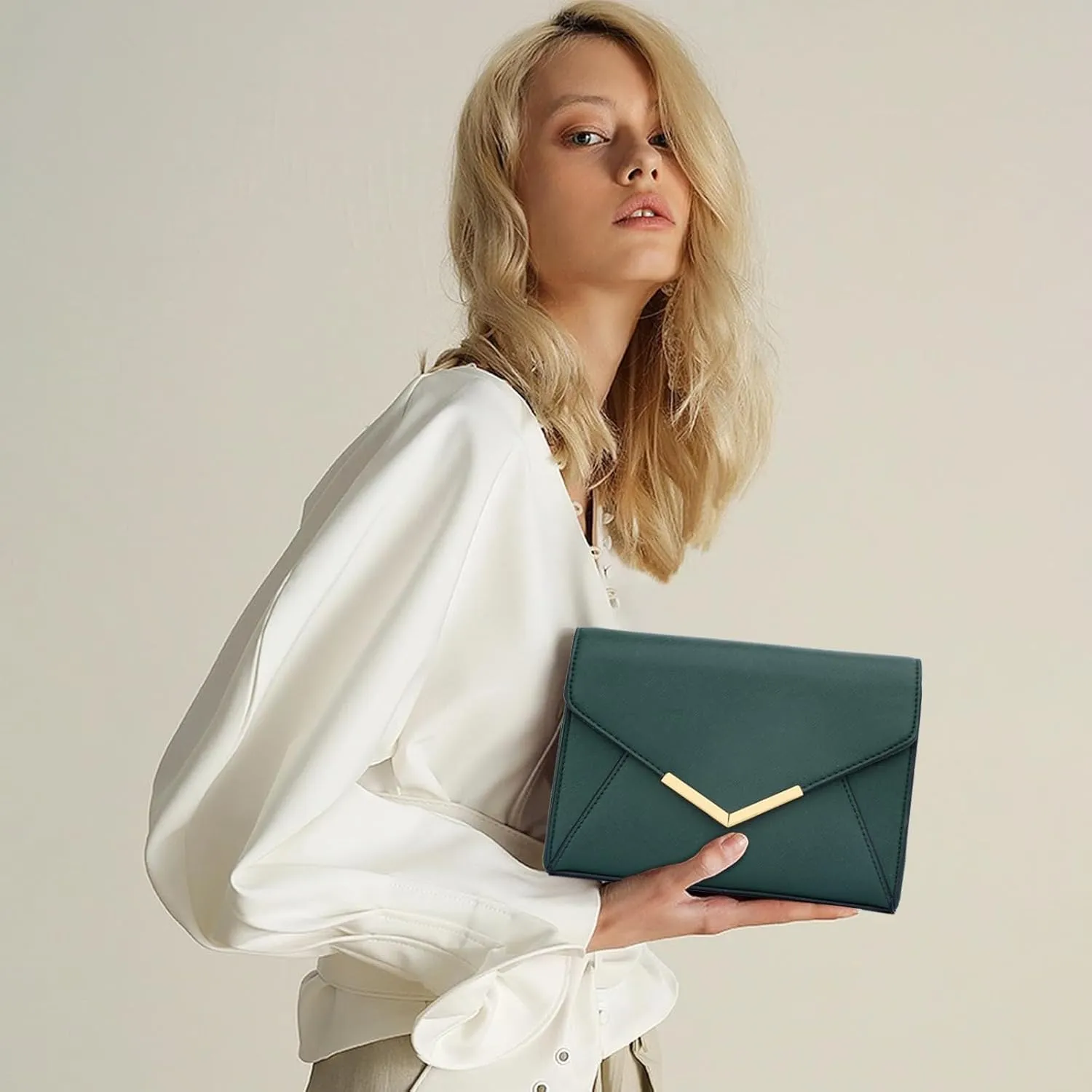 KKXIU Women Elegant Faux Leather Evening Envelope Clutch Purse Foldover Bags for Party Wedding Prom