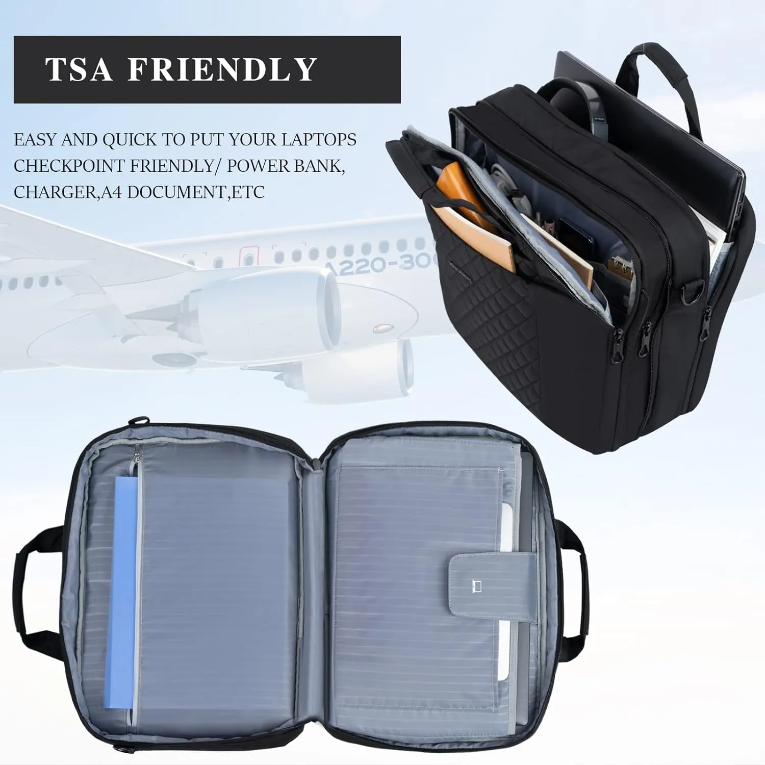 KROSER Laptop Bag 15.6 Inch Briefcase Shoulder Bag Water Repellent Laptop Bag Bussiness Carrying Handbag