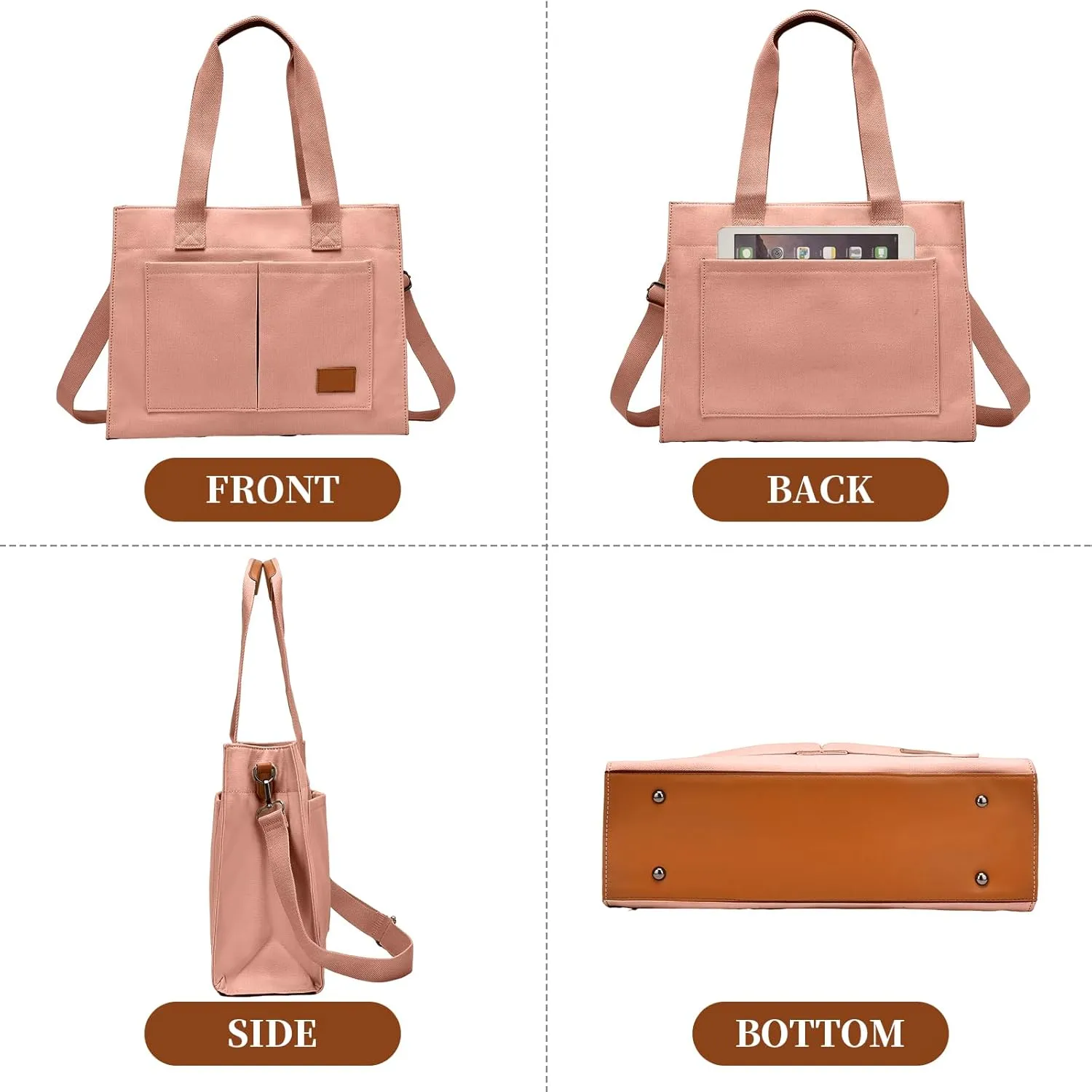 Laptop Tote Bag for Women - 15.6 Laptop Compartment & Pockets, Stands Upright, Convertible Handbag/Shoulder/Crossbody Bag