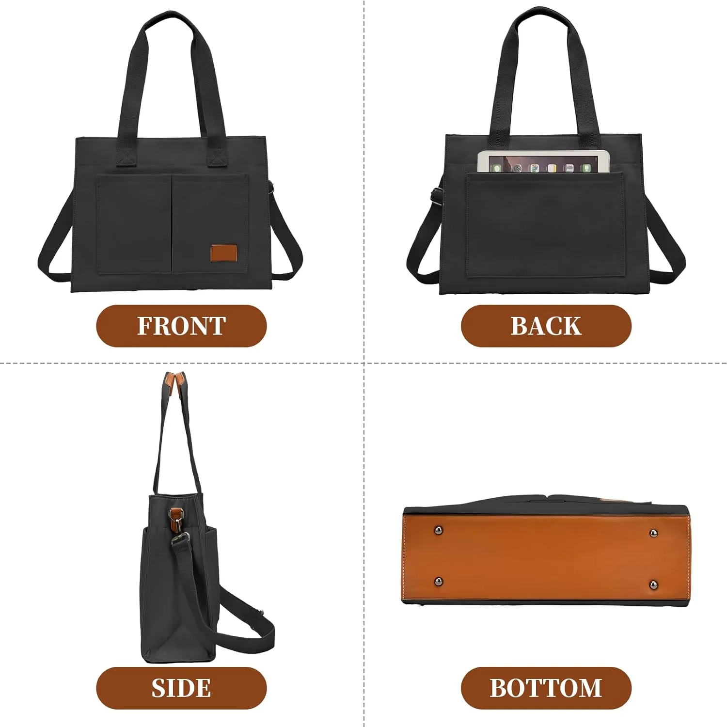 Laptop Tote Bag for Women - 15.6 Laptop Compartment & Pockets, Stands Upright, Convertible Handbag/Shoulder/Crossbody Bag