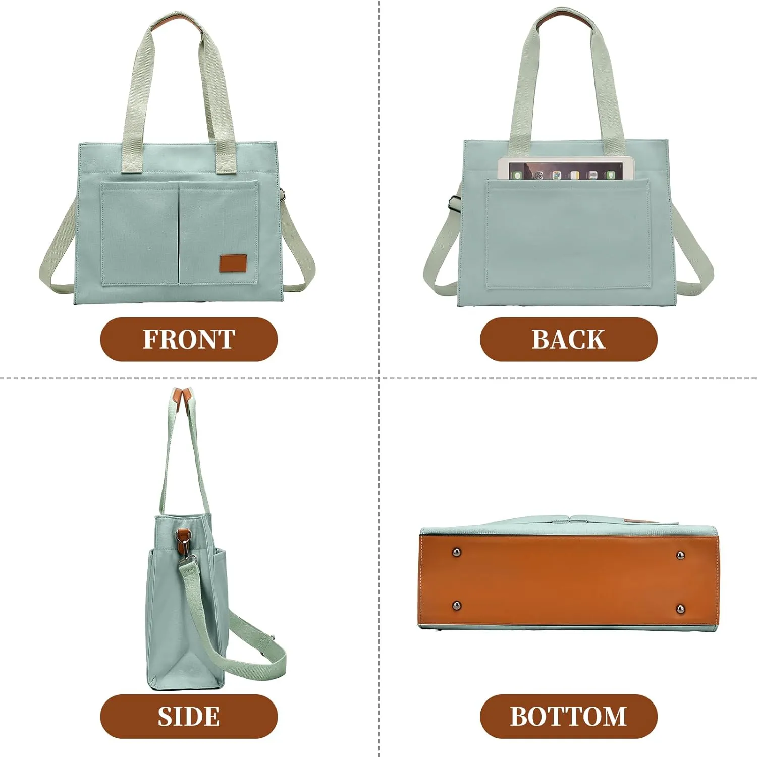 Laptop Tote Bag for Women - 15.6 Laptop Compartment & Pockets, Stands Upright, Convertible Handbag/Shoulder/Crossbody Bag