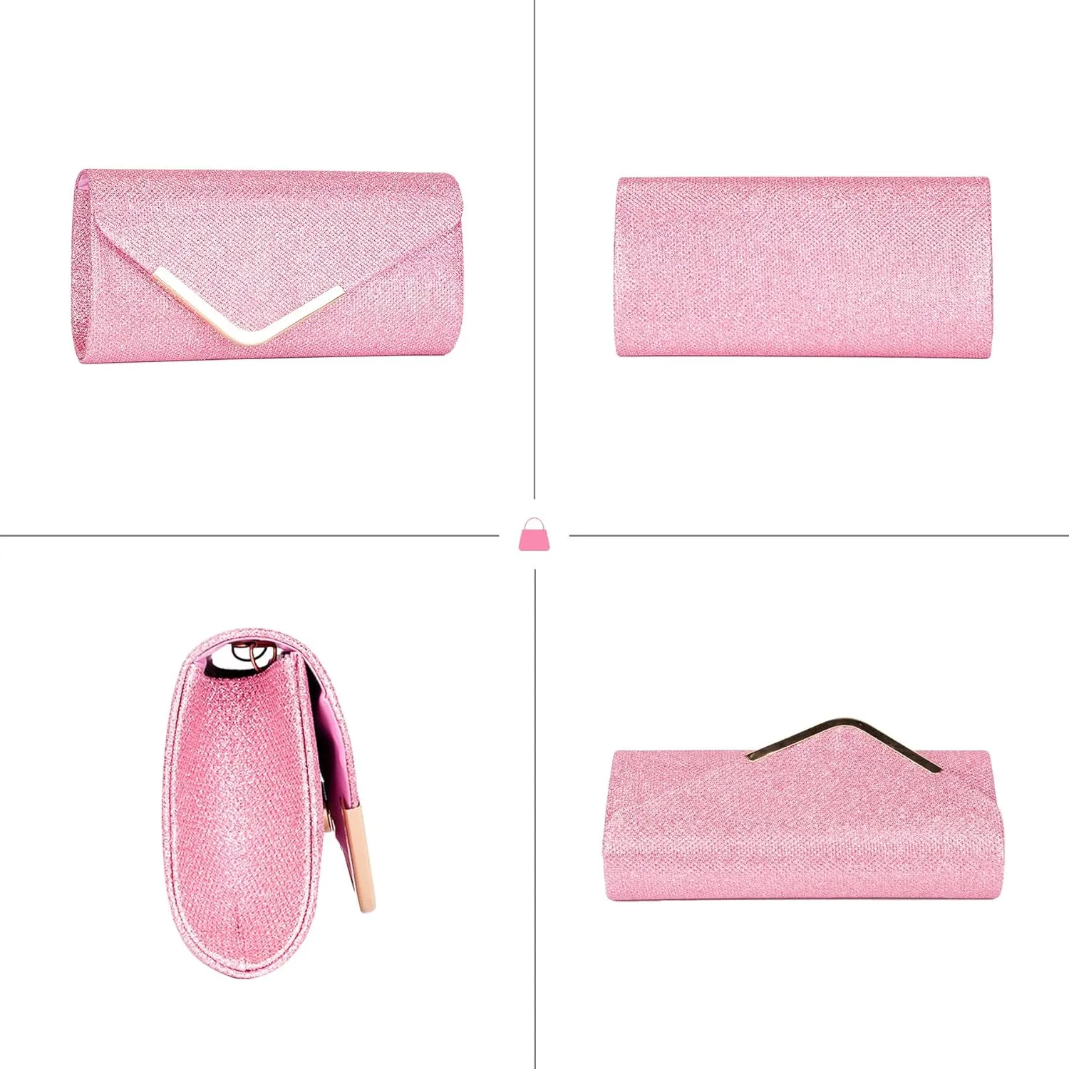 Larcenciel Clutch Purses for Women, Shiny Sequin Envelope Clutch Evening Bag with Chain, Fashion Sparkly Party Prom Purse