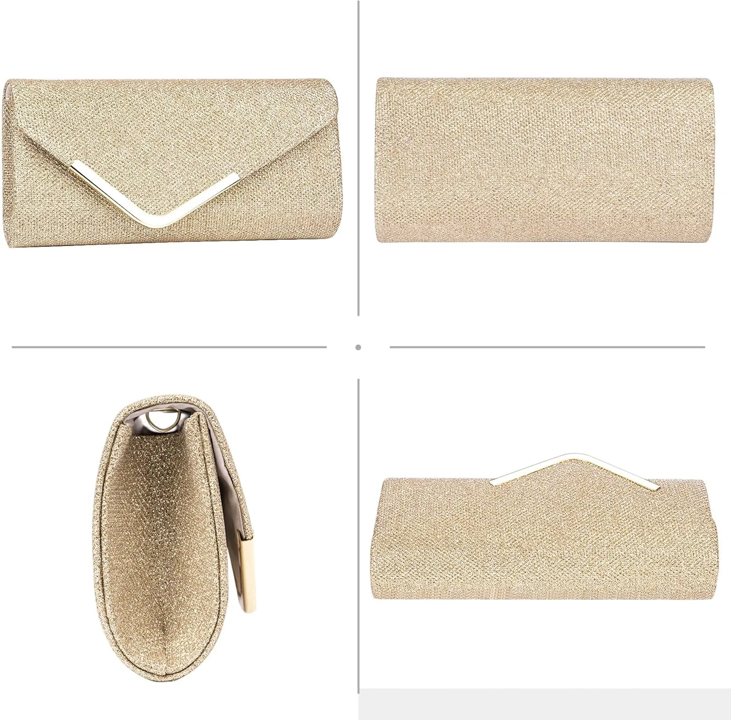 Larcenciel Clutch Purses for Women, Shiny Sequin Envelope Clutch Evening Bag with Chain, Fashion Sparkly Party Prom Purse