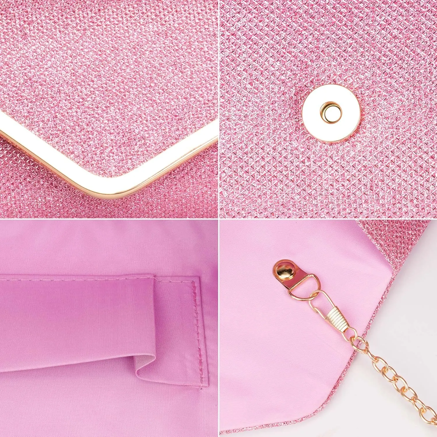 Larcenciel Clutch Purses for Women, Shiny Sequin Envelope Clutch Evening Bag with Chain, Fashion Sparkly Party Prom Purse