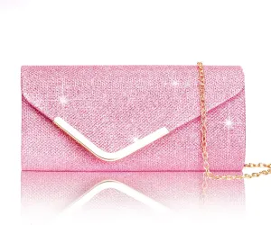 Larcenciel Clutch Purses for Women, Shiny Sequin Envelope Clutch Evening Bag with Chain, Fashion Sparkly Party Prom Purse