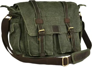 LEATHER VILLAGE Canvas Satchel Bag- 16 Inch Laptop Messenger Bag Handmade Briefcase Shoulder Bag for Men & Women