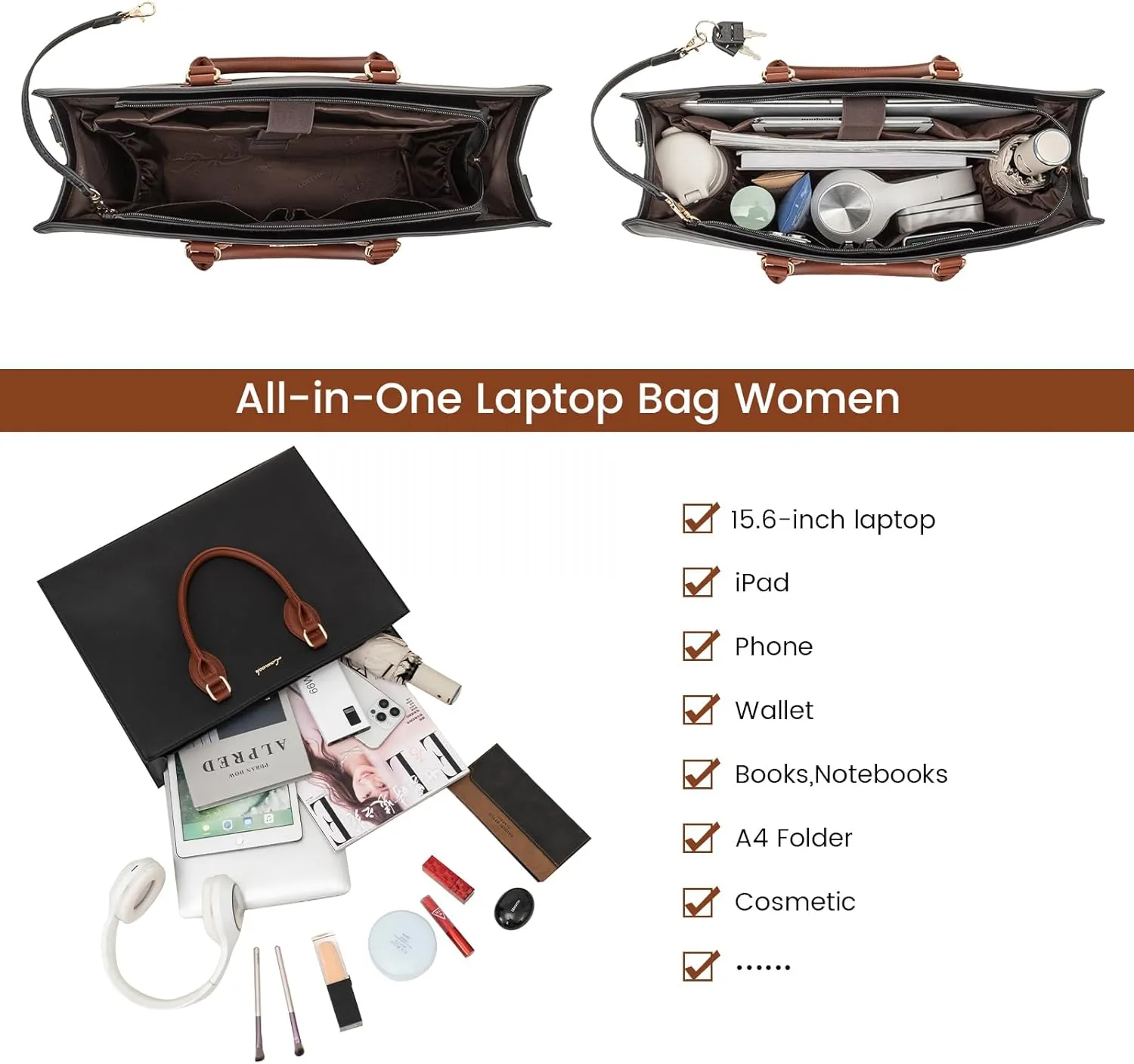 LOVEVOOK Women's 15.6 Inch Laptop Tote Briefcase Business Office Bag