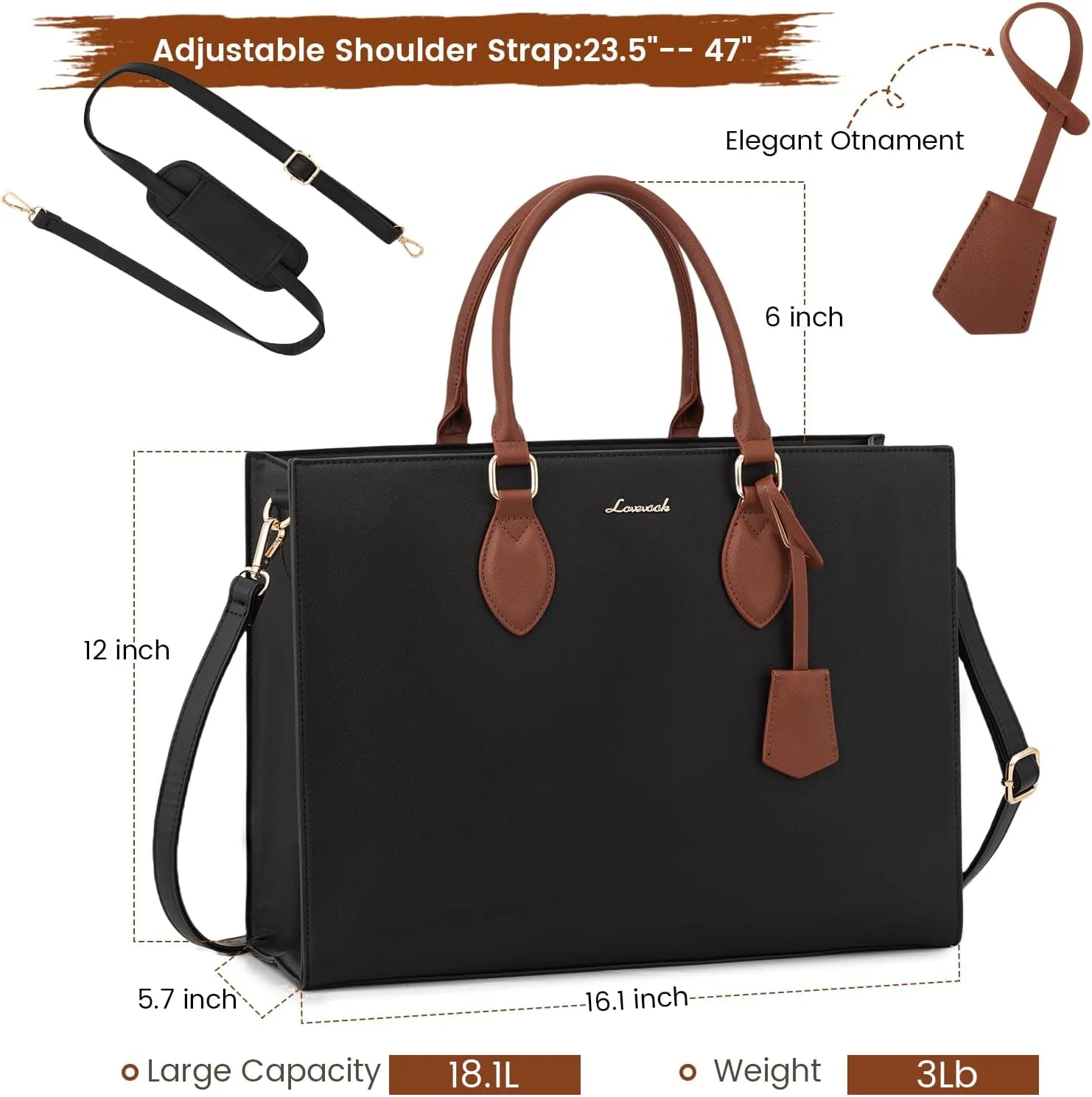 LOVEVOOK Women's 15.6 Inch Laptop Tote Briefcase Business Office Bag