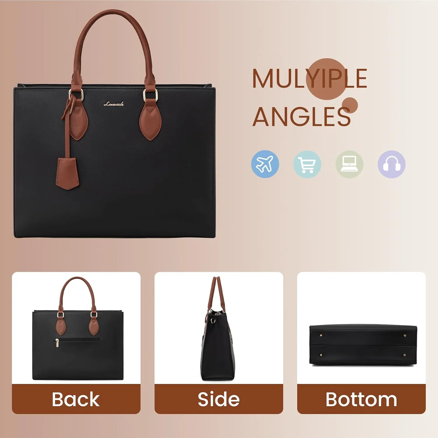LOVEVOOK Women's 15.6 Inch Laptop Tote Briefcase Business Office Bag