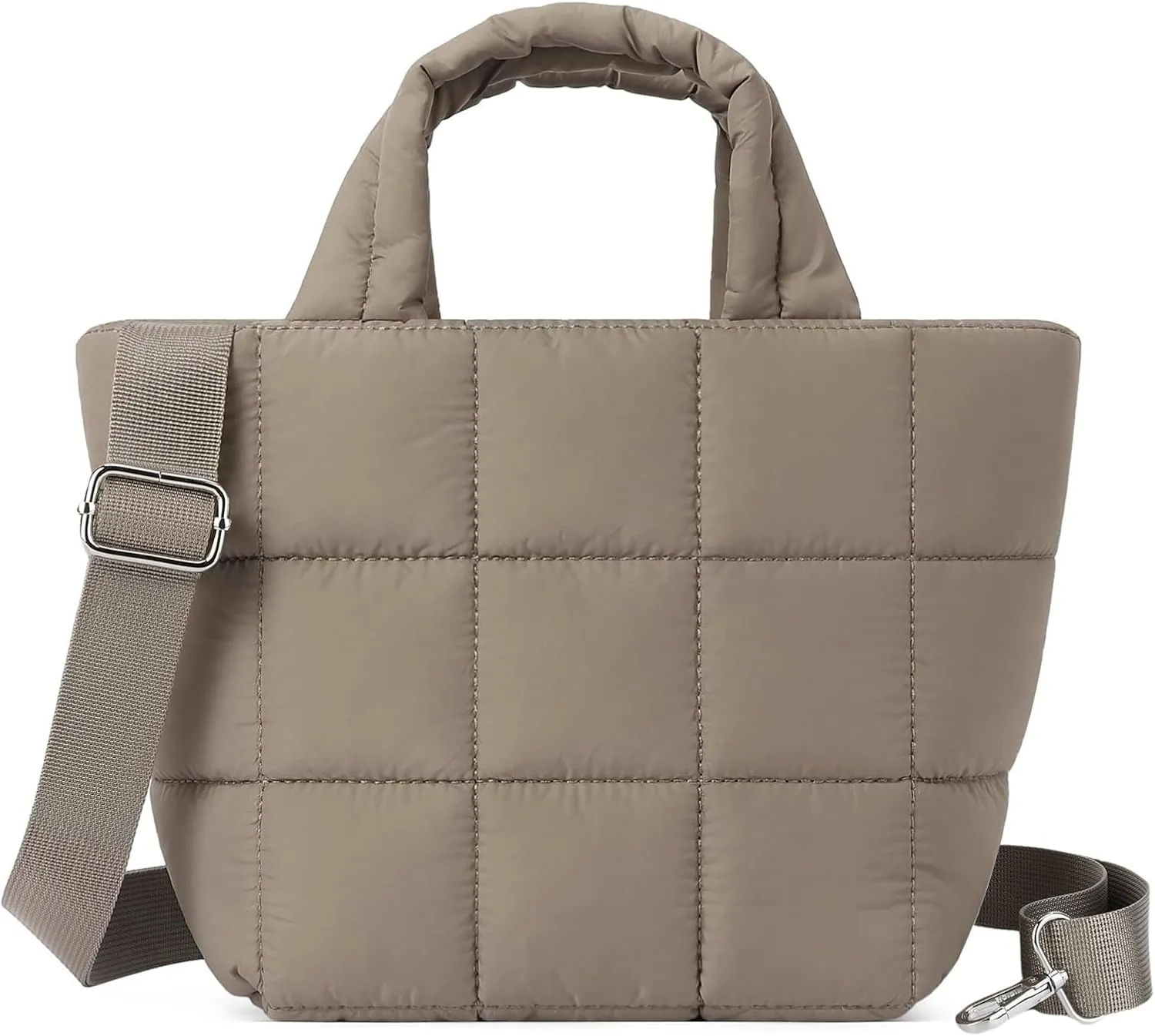 Lushandy Small Puffer Tote Bag, Quilted Nylon Crossbody Bags for Women Mini Puffy Tote Bag Lightweight Soft Shoulder Handbag