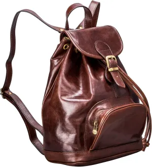 Maxwell Scott - Womens Luxury Classic Leather Backpack for Luxury Travelling - Made in Italy - The Sparano Dark Brown