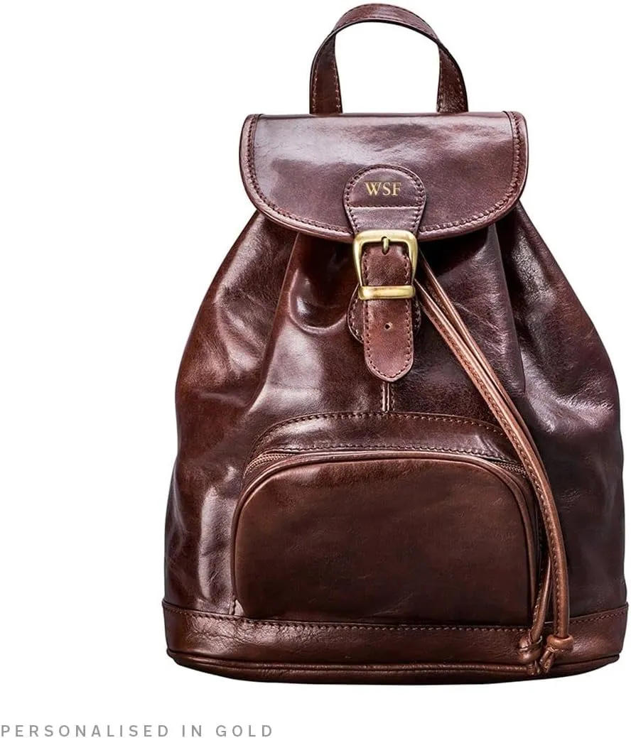 Maxwell Scott - Womens Luxury Classic Leather Backpack for Luxury Travelling - Made in Italy - The Sparano Dark Brown