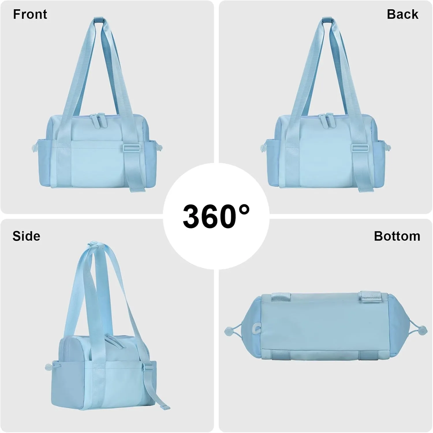 Medium Gym Bag For Women, Mini Gym Bag, Gym Tote Bag, Waterproof Travel Duffel Bag With Wet Compartment, Cute Sports Bag Suitable For Traveling On Weekends (Blue)
