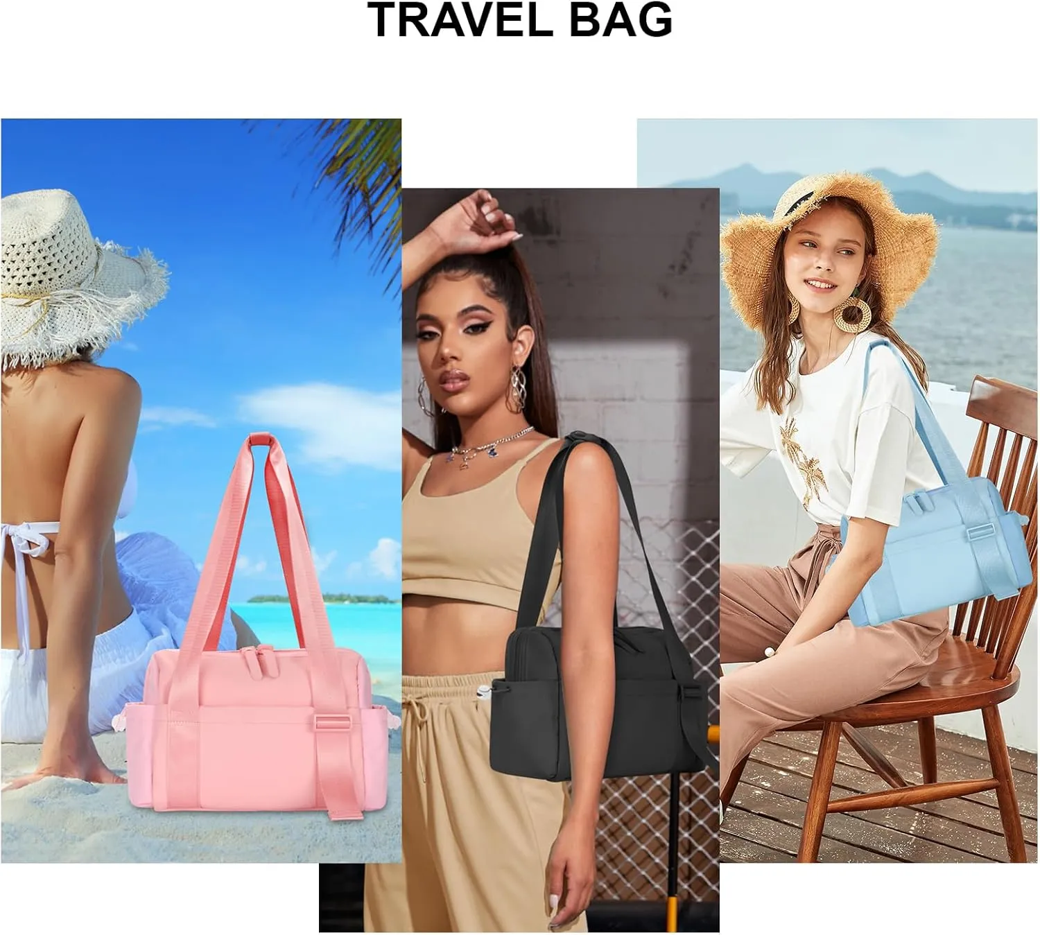 Medium Gym Bag For Women, Mini Gym Bag, Gym Tote Bag, Waterproof Travel Duffel Bag With Wet Compartment, Cute Sports Bag Suitable For Traveling On Weekends (Blue)
