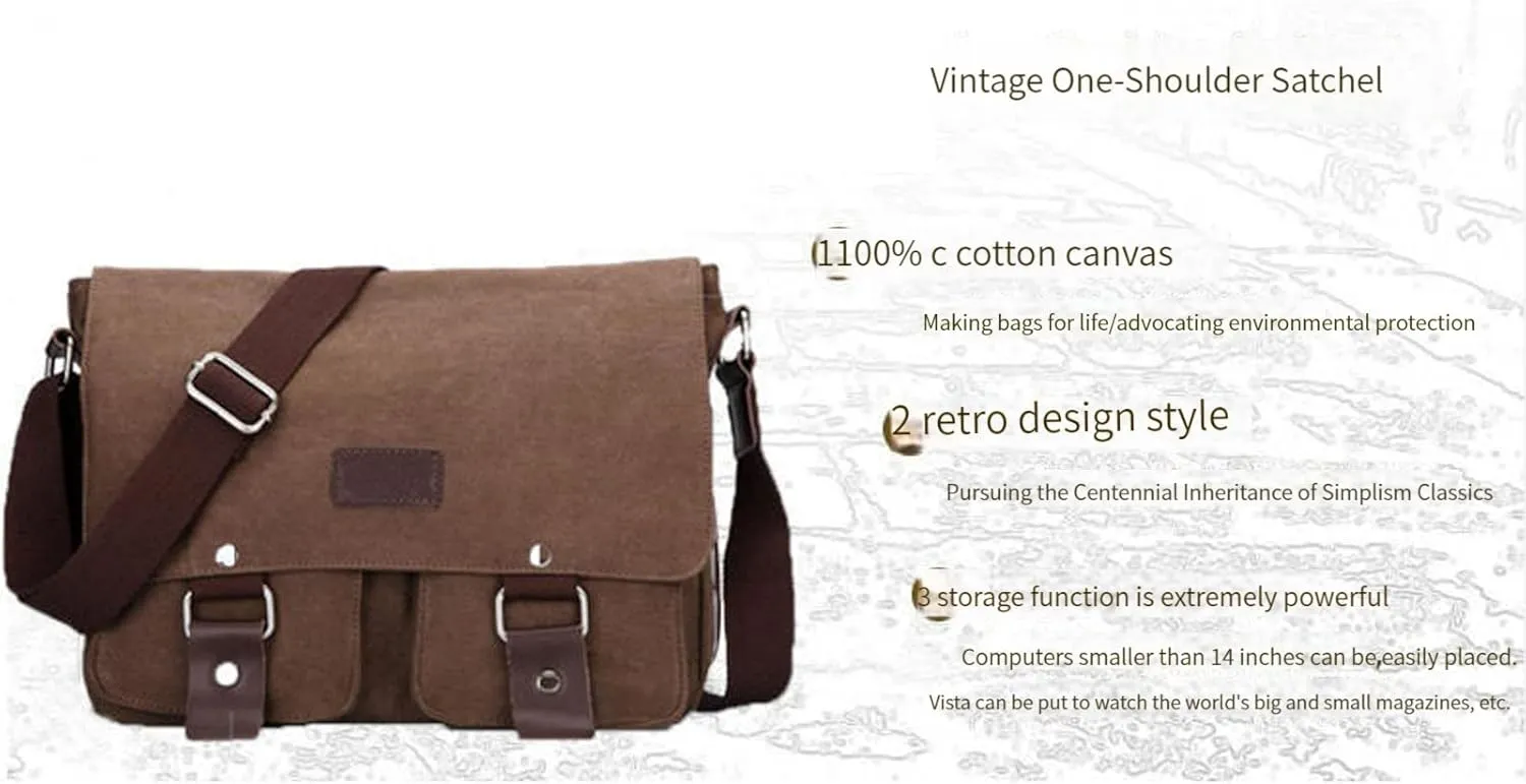 Men's messenger bag Gutim canvas messenger bag - retro cross shoulder bag military backpack (black)