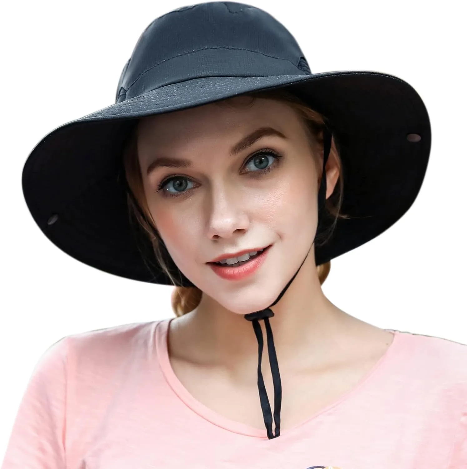 Muryobao 2 Pack Women Ponytail Summer Sun Hat UV Protection Wide Brim Foldable Safari Fishing Cap
