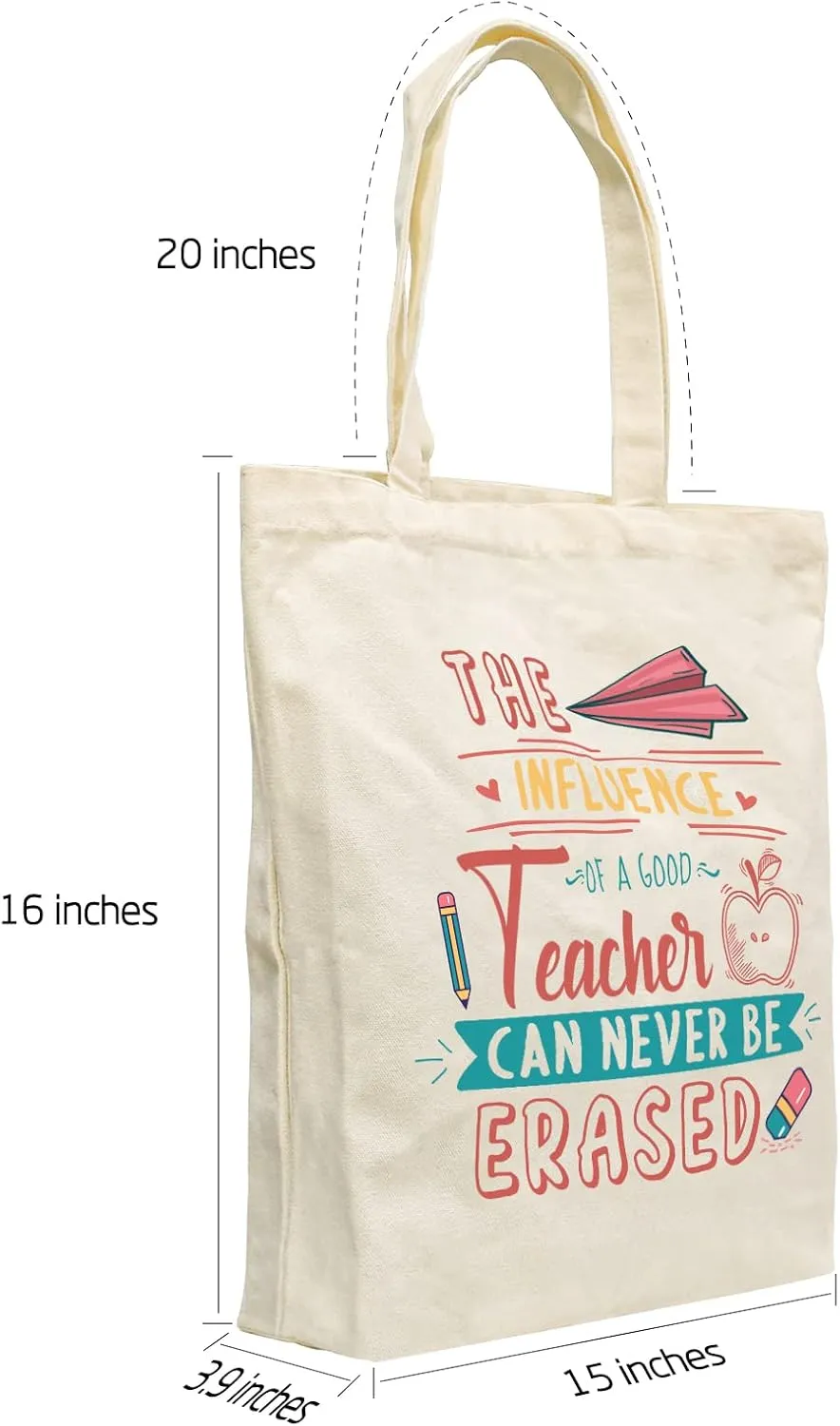 NANOOER Teacher Appreciation Gifts, Best Teacher Gifts Canvas Tote Bag Ivory with Inner Pocket for Women, Teacher Graduation Gift Reusable Grocery Bag