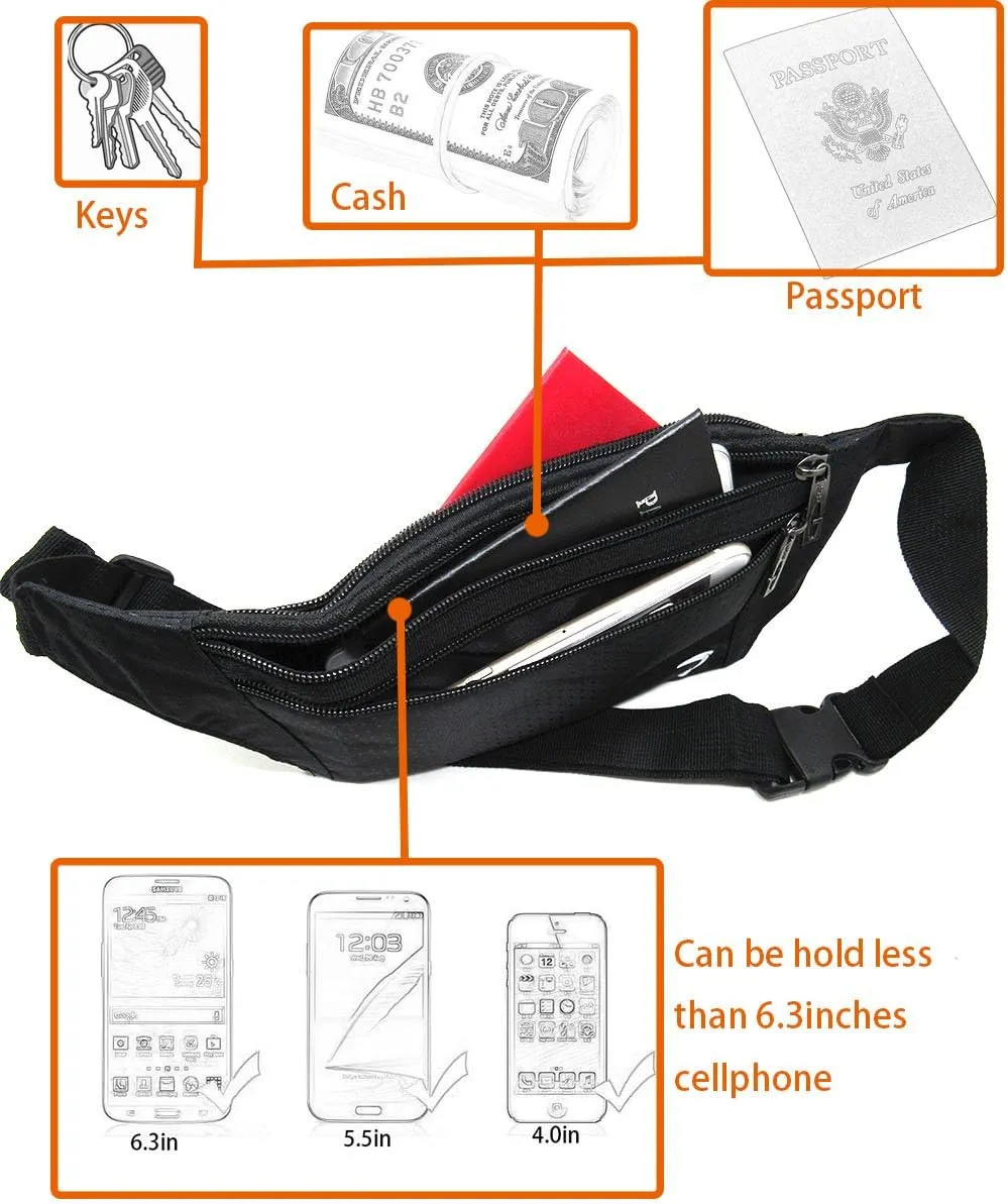 Naoki Outdoor Sports Running & Jogging & Travel Waterproof Utralthin Waist Pack/Bag Runner Belt, Black