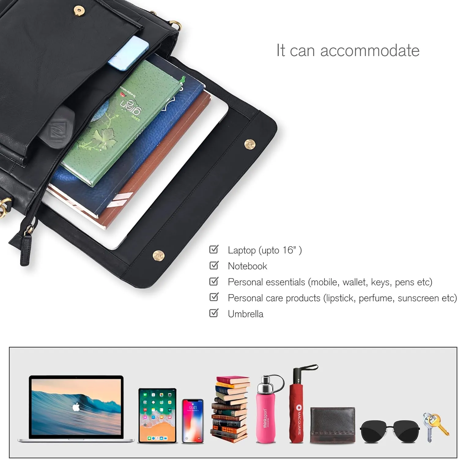 Oak Leathers Leather Messenger Bag for Men and Women - Laptop Briefcase Bag For College, Office, Adjustable Shoulder Strap