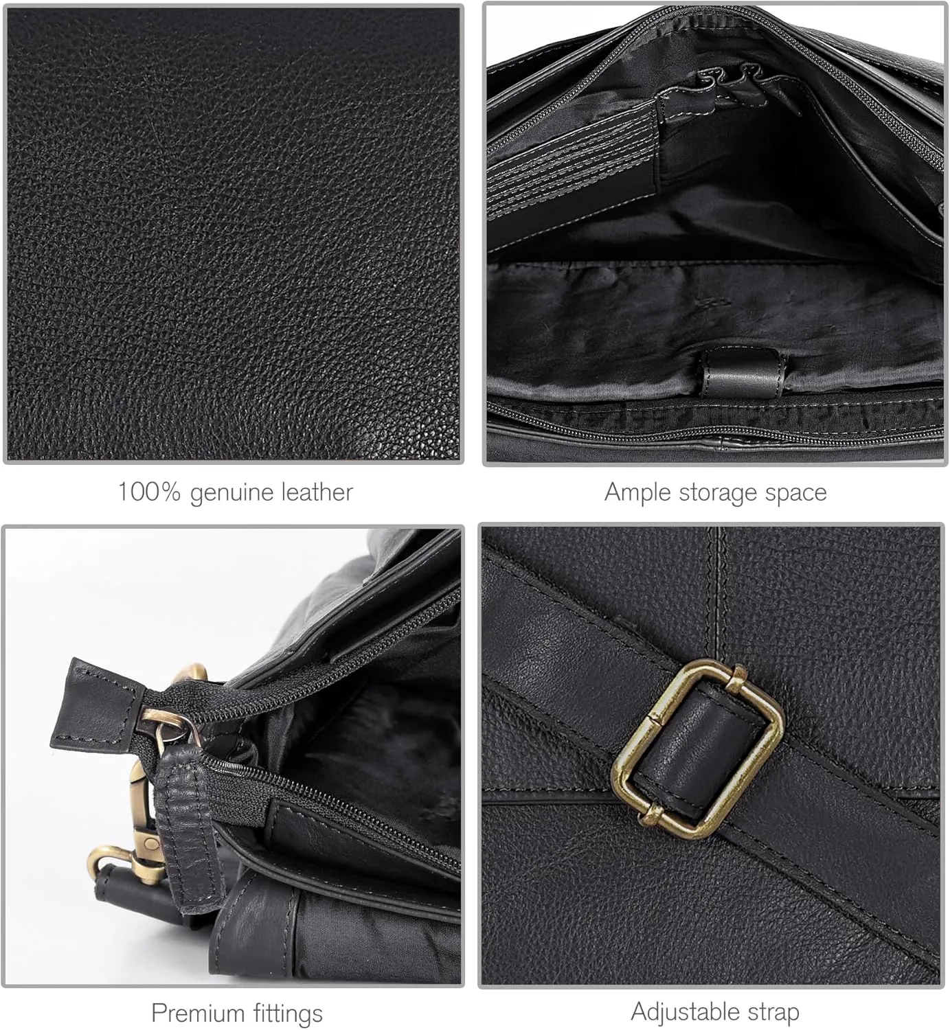 Oak Leathers Leather Messenger Bag for Men and Women - Laptop Briefcase Bag For College, Office, Adjustable Shoulder Strap