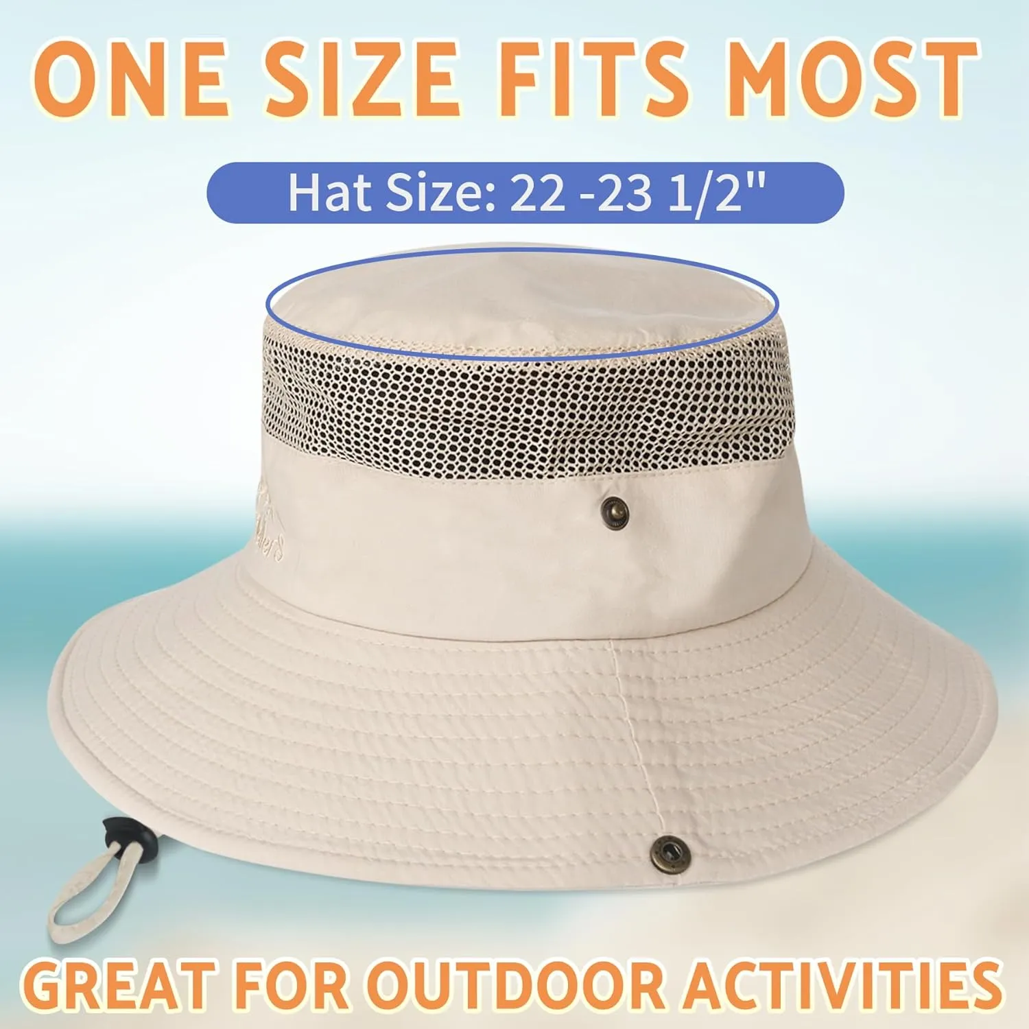 PFFY Sun Bucket Hats for Men Women 3 Wide Brim UPF 50  Fishing & Beach Hat