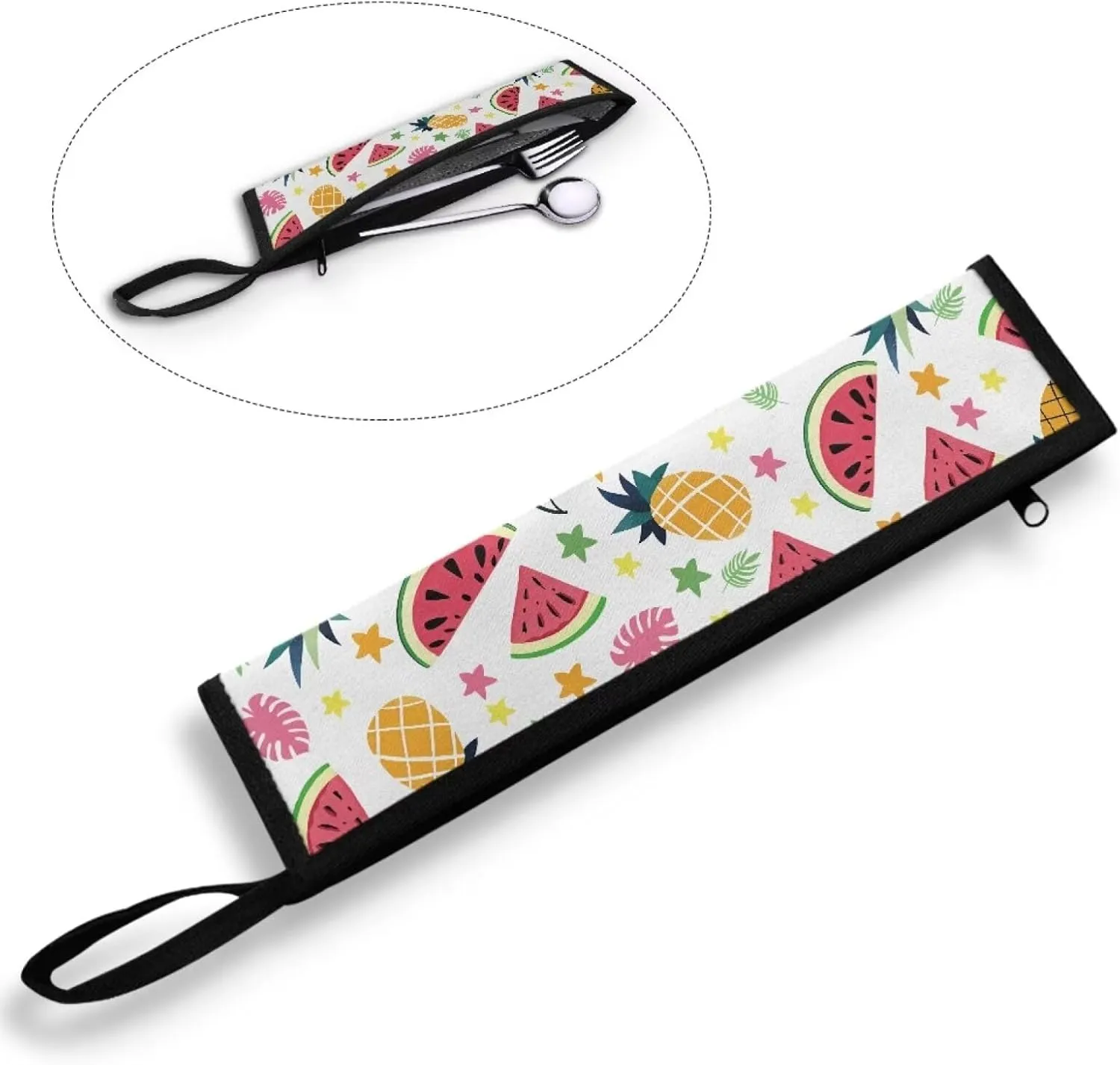 Pineapple Watermelon Print Flatware Storage Bag Tableware Carrier Bag Dinnerware Organizer Easy of Cleaning & Light to Carry with Handle Holds up to The Rest of Time