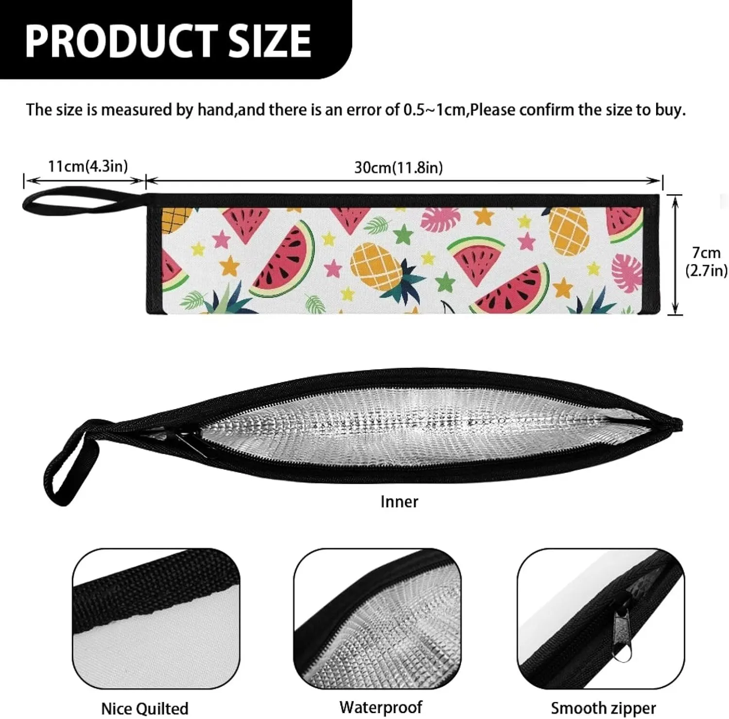 Pineapple Watermelon Print Flatware Storage Bag Tableware Carrier Bag Dinnerware Organizer Easy of Cleaning & Light to Carry with Handle Holds up to The Rest of Time
