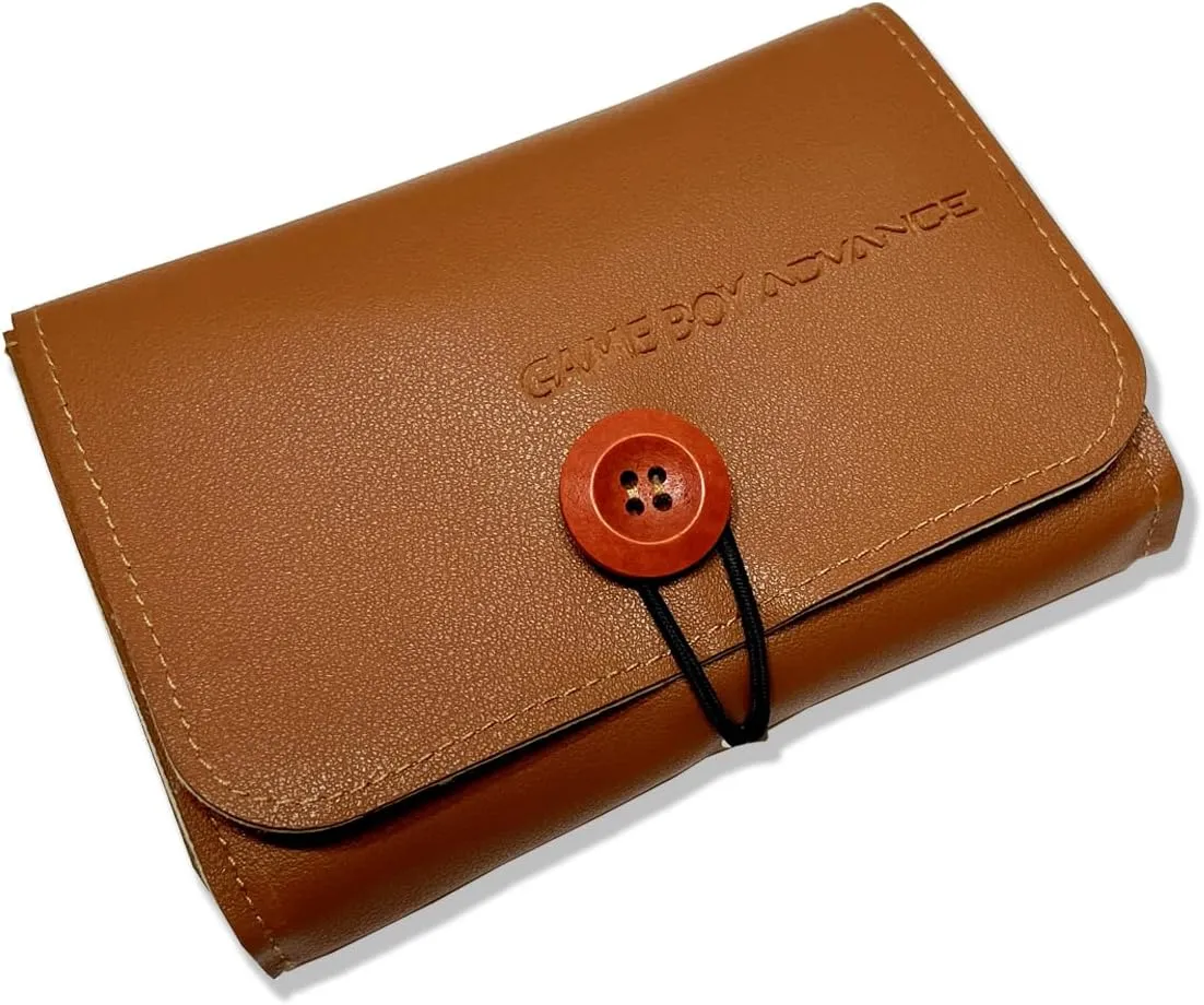 PU Leather Case Carrying Bag for Nintendo GBA/GBC/GBP, Anbernic RG351V, Retroid Pocket 1 - Portable Travel Case, Protective Pouch for Handheld Retro Game Console (Brown)