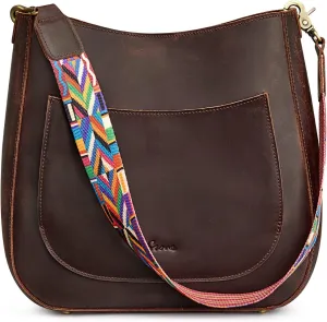 S-ZONE Women Genuine Leather Hobo Bag Crossbody Bucket Purse Vintage Shoulder Handbag with Woven Strap