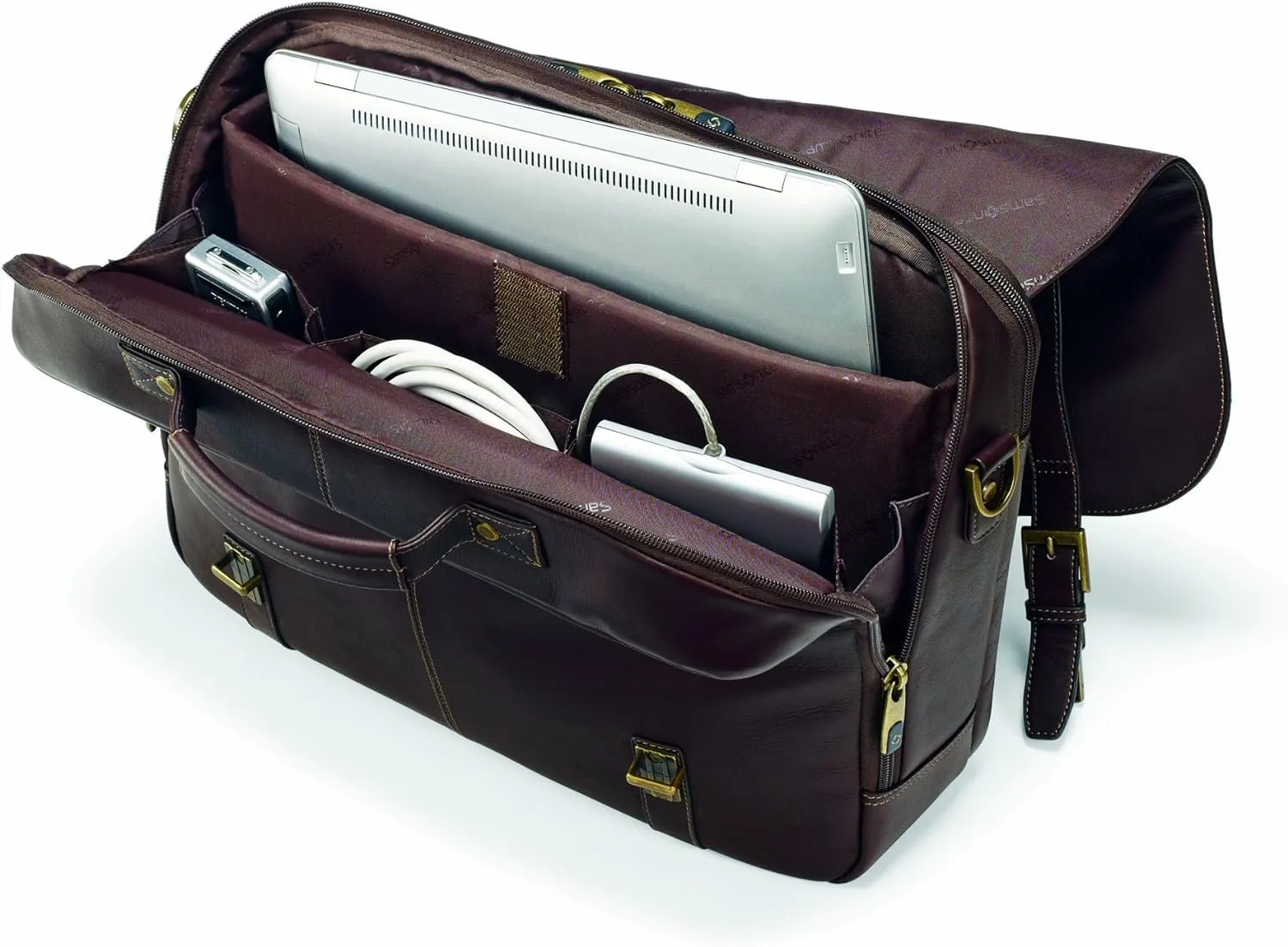 Samsonite Colombian Leather Flap-Over Messenger Bag