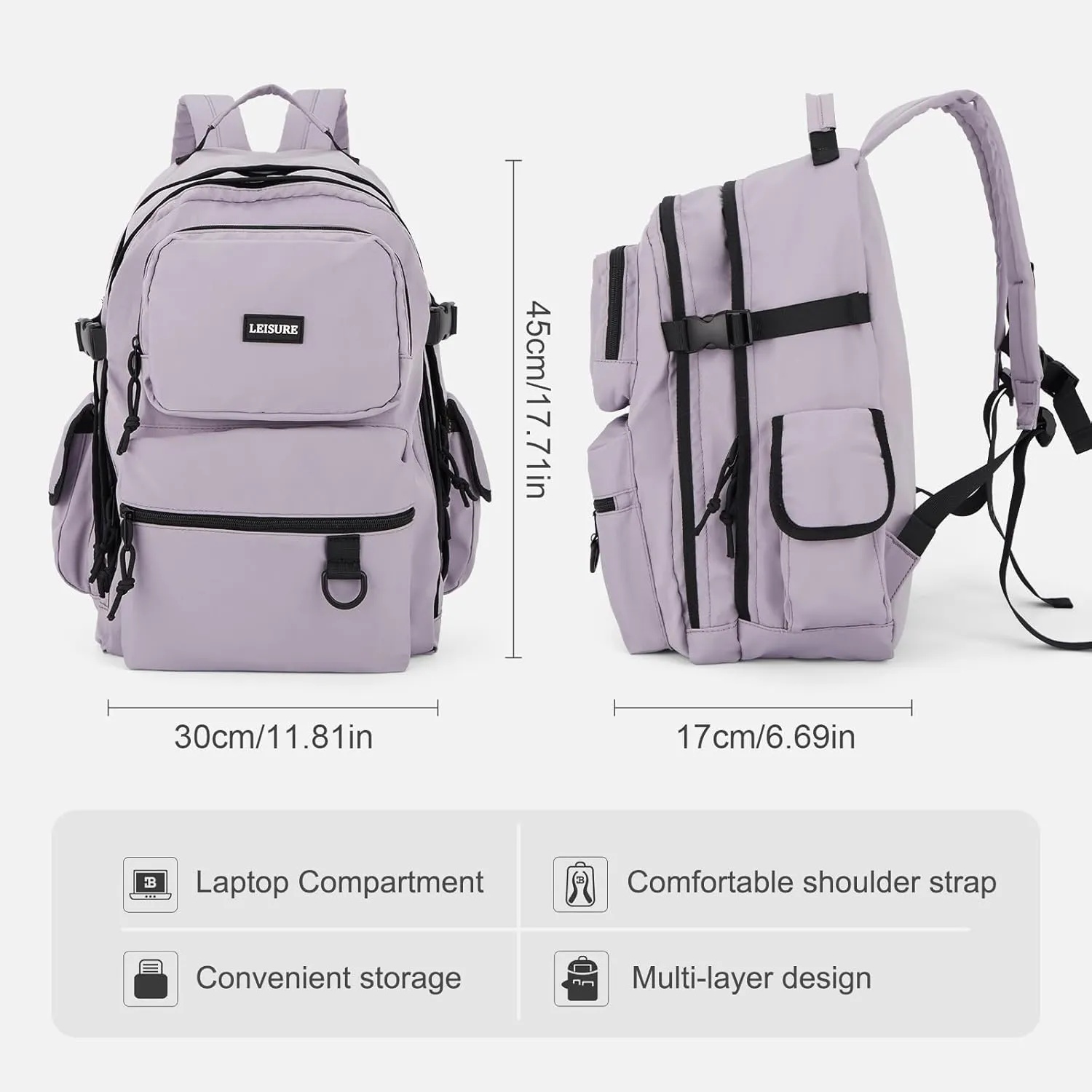 School Backpack for Women Men, Lagre student Backpack high school bookbags Backpacks, Multiple layers Lightweight Commuter Casual Daypacks Bag College student Backpacks for boy girl Women MenPurple