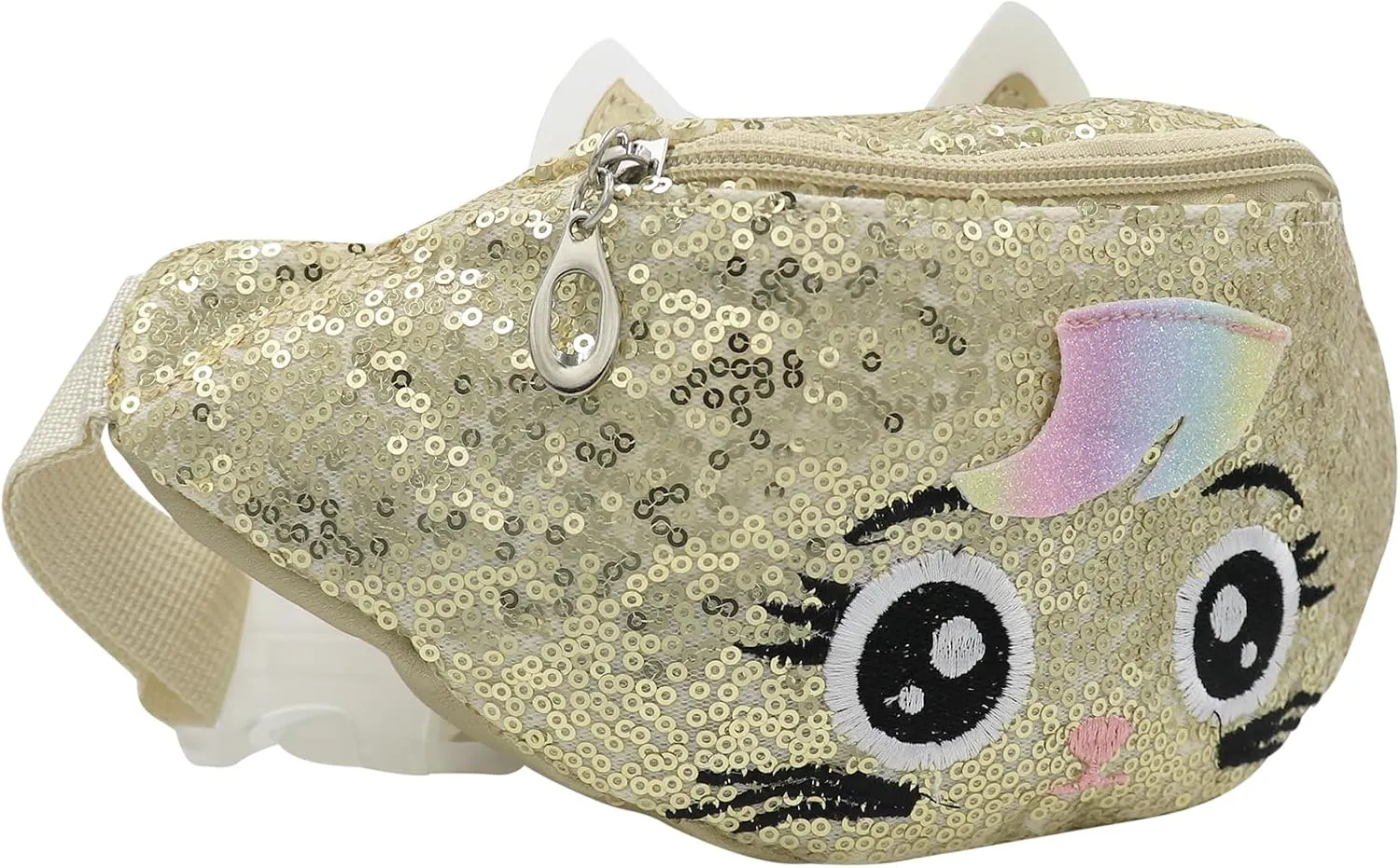 Sequins Cute Cat Fanny Pack Unicorn Crossbody Shoulder Bag for Girls Sling Bag Animal Chest bag Belt Bag