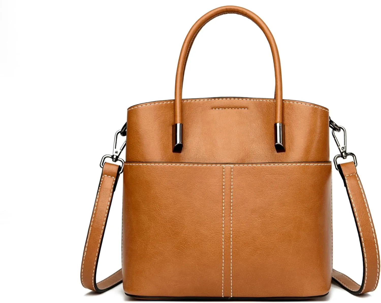Shoulder Handbag Leather Bucket Bags For Women Vintage Tote Purses WIth ZIpper And Magnetic Closure