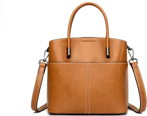 Shoulder Handbag Leather Bucket Bags For Women Vintage Tote Purses WIth ZIpper And Magnetic Closure