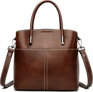 Shoulder Handbag Leather Bucket Bags For Women Vintage Tote Purses WIth ZIpper And Magnetic Closure