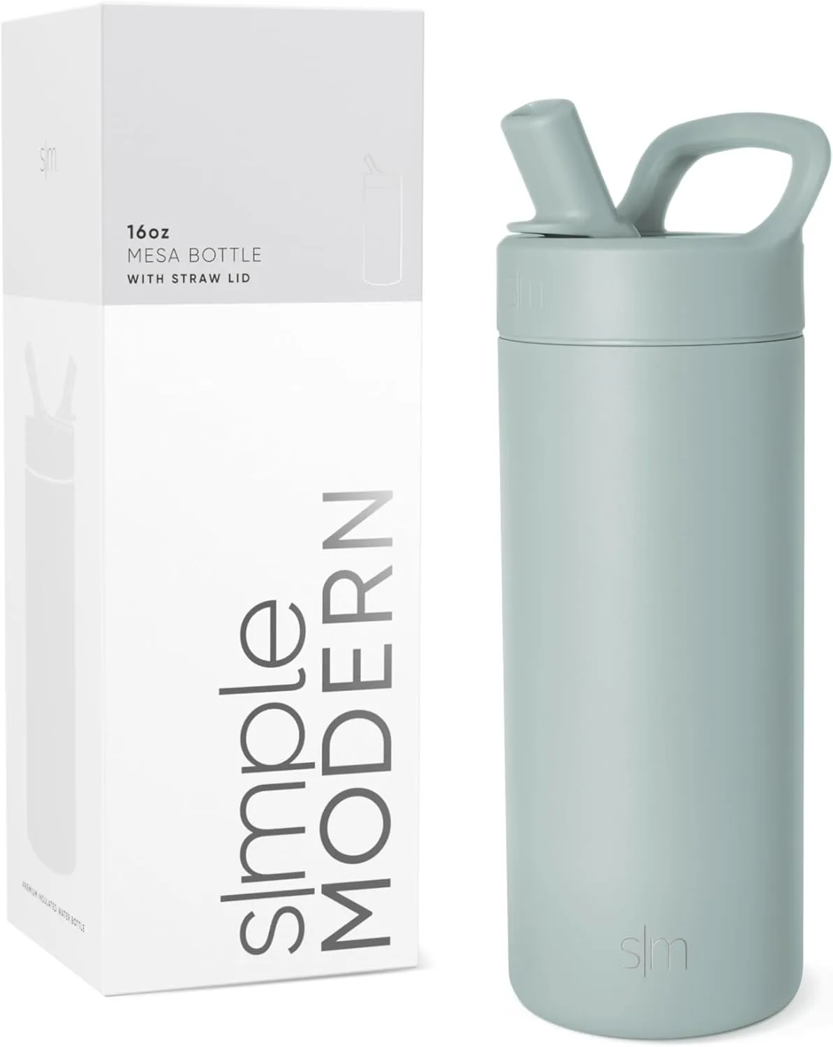 Simple Modern Kids Water Bottle with Straw lid | Insulated Stainless Steel Thermos | Reusable Water Bottles for Girls, School & Sports | Leak Proof & BPA Free | Mesa Collection | 16oz, Sea Glass Sage