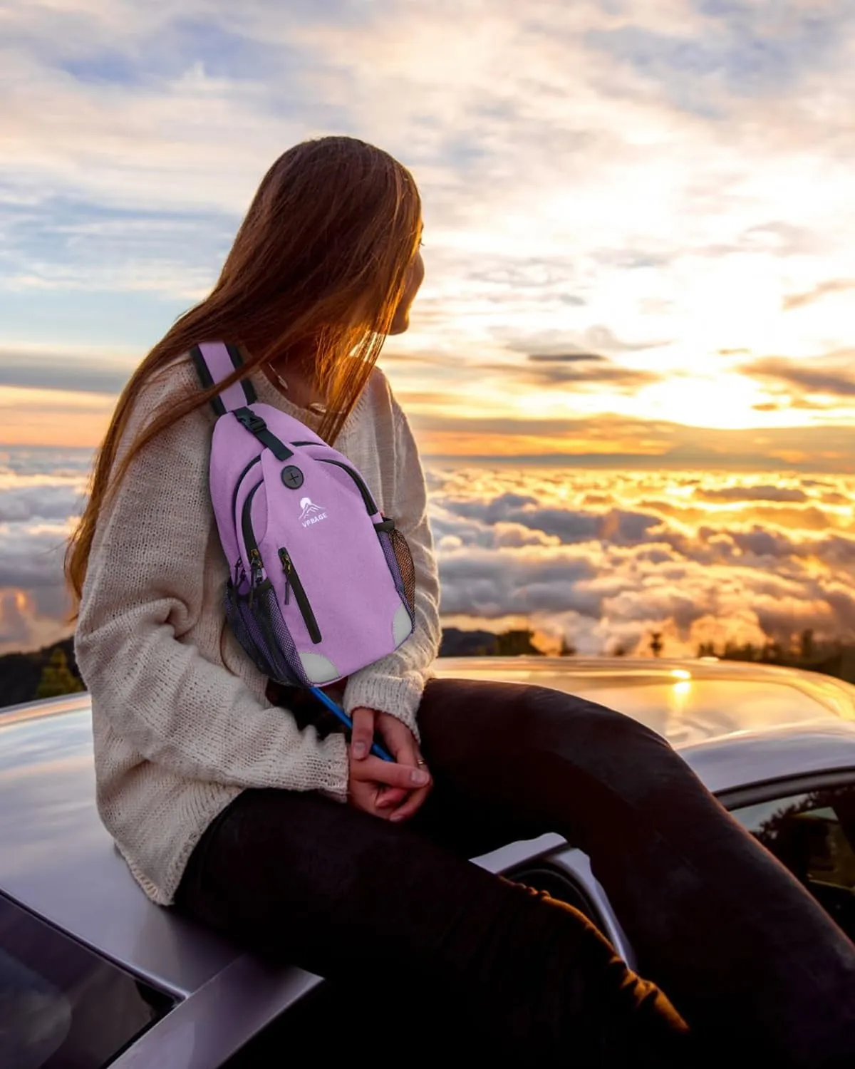 Sling Bag for Men Women, Crossbody Hiking Daypack/Chest Bag/Shoulder Bag, Small Backpack Travel, with Chest Phone Holder