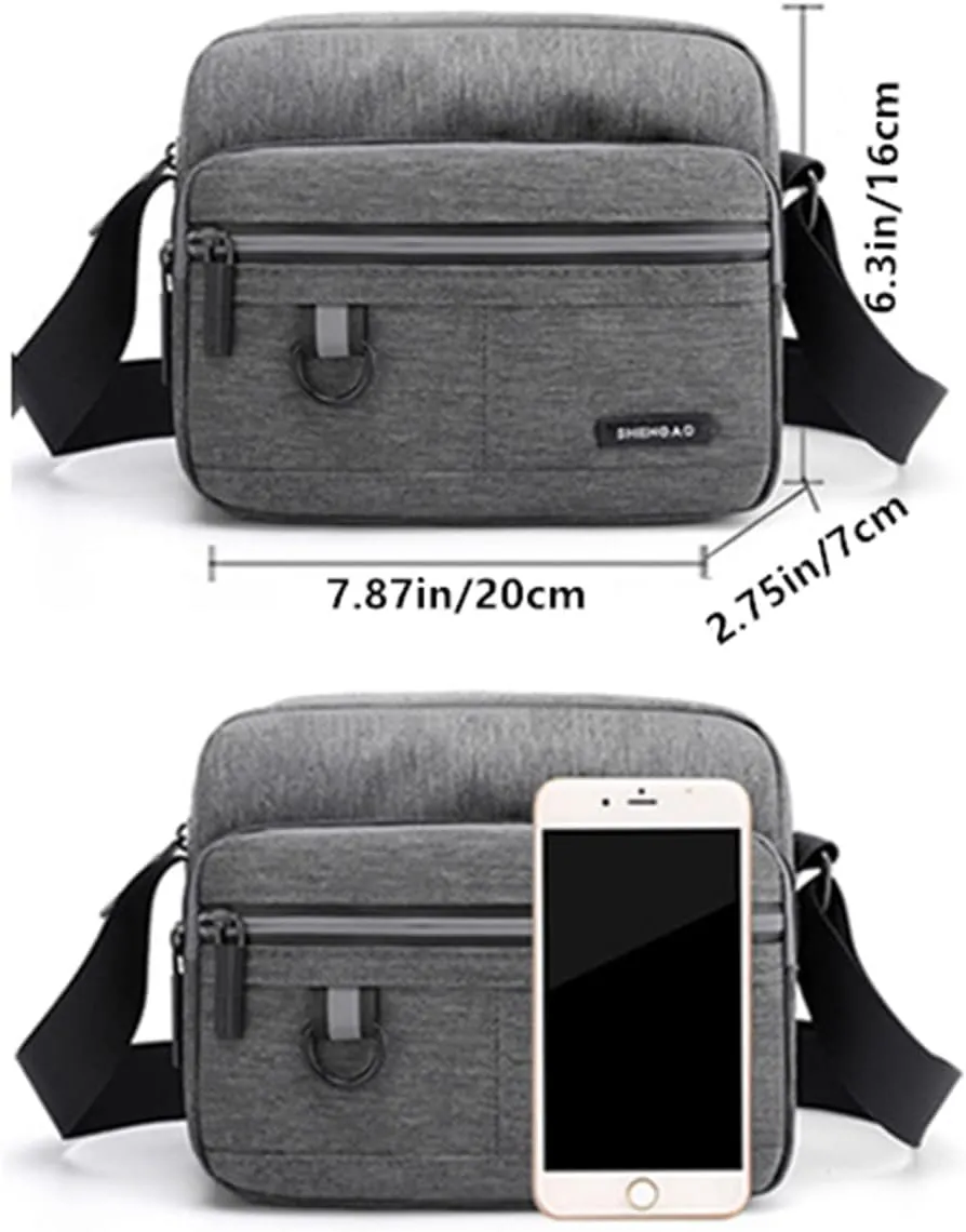 Small Canvas Crossbody Bag for Men,Small Shoulder Bag, Mini Messenger Bag for Cell Phone, Portable mobile phone coin bag